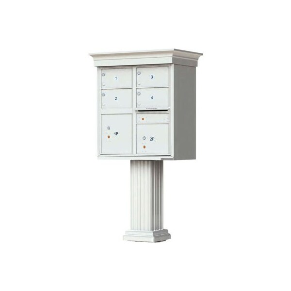 Florence Mfg Co Vital Cluster Box Unit w/Vogue Classic Accessories, 4 Mailboxes & 2 Parcel Lockers, Postal Grey 1570-4T5VPG - main